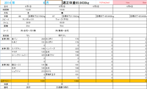 ランニングダイエット記録